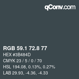 Color code: RGB 59.1 72.8 77 | qconv.com