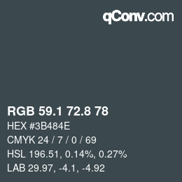 Farbcode: RGB 59.1 72.8 78 | qconv.com