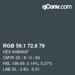 Color code: RGB 59.1 72.8 79 | qconv.com