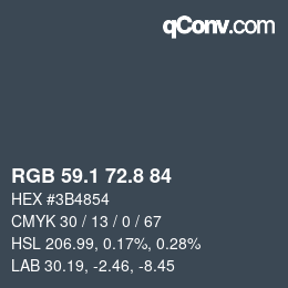 Farbcode: RGB 59.1 72.8 84 | qconv.com