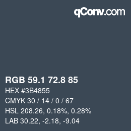 Farbcode: RGB 59.1 72.8 85 | qconv.com