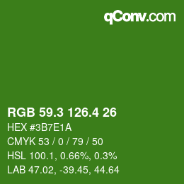 カラーコード: RGB 59.3 126.4 26 | qconv.com