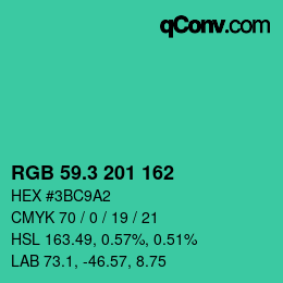 カラーコード: RGB 59.3 201 162 | qconv.com