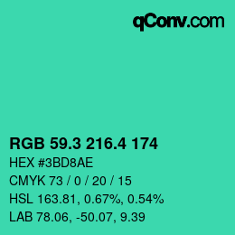 カラーコード: RGB 59.3 216.4 174 | qconv.com