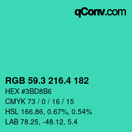 カラーコード: RGB 59.3 216.4 182 | qconv.com