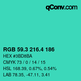 カラーコード: RGB 59.3 216.4 186 | qconv.com