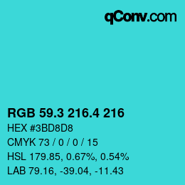 カラーコード: RGB 59.3 216.4 216 | qconv.com