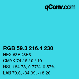 カラーコード: RGB 59.3 216.4 230 | qconv.com