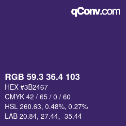 カラーコード: RGB 59.3 36.4 103 | qconv.com