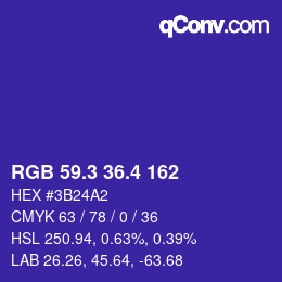 カラーコード: RGB 59.3 36.4 162 | qconv.com