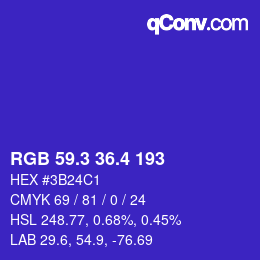 カラーコード: RGB 59.3 36.4 193 | qconv.com