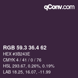 カラーコード: RGB 59.3 36.4 62 | qconv.com