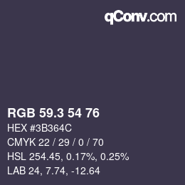 カラーコード: RGB 59.3 54 76 | qconv.com