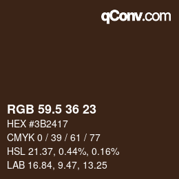 Farbcode: RGB 59.5 36 23 | qconv.com