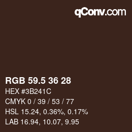 Farbcode: RGB 59.5 36 28 | qconv.com