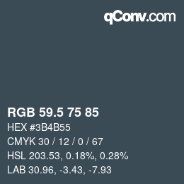 Farbcode: RGB 59.5 75 85 | qconv.com