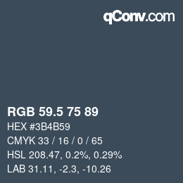 Color code: RGB 59.5 75 89 | qconv.com