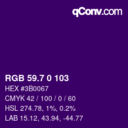カラーコード: RGB 59.7 0 103 | qconv.com