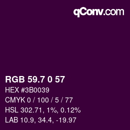 カラーコード: RGB 59.7 0 57 | qconv.com