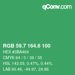 カラーコード: RGB 59.7 164.6 100 | qconv.com