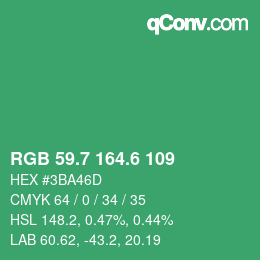 カラーコード: RGB 59.7 164.6 109 | qconv.com