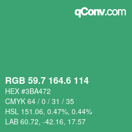 カラーコード: RGB 59.7 164.6 114 | qconv.com