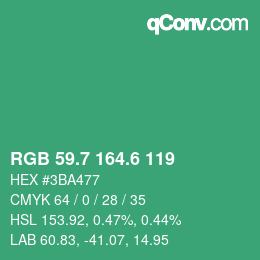 カラーコード: RGB 59.7 164.6 119 | qconv.com