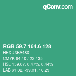 カラーコード: RGB 59.7 164.6 128 | qconv.com