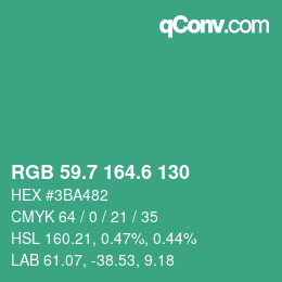 カラーコード: RGB 59.7 164.6 130 | qconv.com
