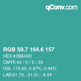 カラーコード: RGB 59.7 164.6 157 | qconv.com