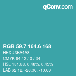 カラーコード: RGB 59.7 164.6 168 | qconv.com