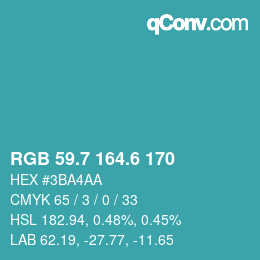 カラーコード: RGB 59.7 164.6 170 | qconv.com