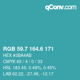 カラーコード: RGB 59.7 164.6 171 | qconv.com