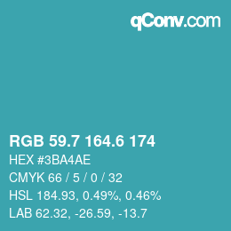 カラーコード: RGB 59.7 164.6 174 | qconv.com
