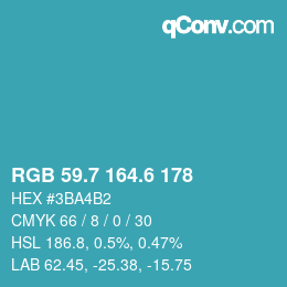 カラーコード: RGB 59.7 164.6 178 | qconv.com