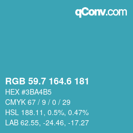 カラーコード: RGB 59.7 164.6 181 | qconv.com