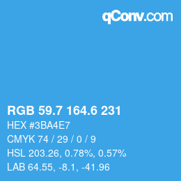 カラーコード: RGB 59.7 164.6 231 | qconv.com