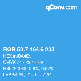カラーコード: RGB 59.7 164.6 233 | qconv.com