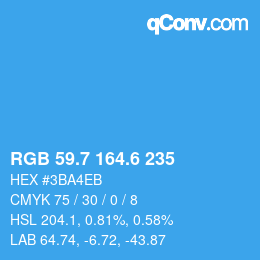 カラーコード: RGB 59.7 164.6 235 | qconv.com