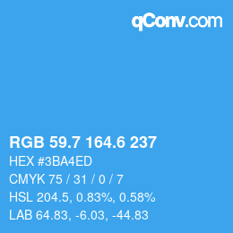 カラーコード: RGB 59.7 164.6 237 | qconv.com