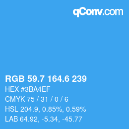 カラーコード: RGB 59.7 164.6 239 | qconv.com