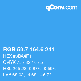 カラーコード: RGB 59.7 164.6 241 | qconv.com