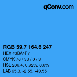 カラーコード: RGB 59.7 164.6 247 | qconv.com
