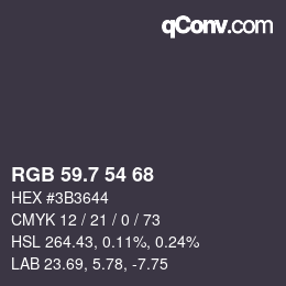 カラーコード: RGB 59.7 54 68 | qconv.com
