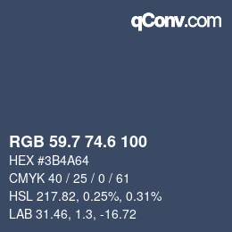 カラーコード: RGB 59.7 74.6 100 | qconv.com