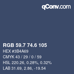 カラーコード: RGB 59.7 74.6 105 | qconv.com