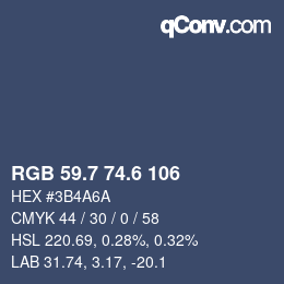 カラーコード: RGB 59.7 74.6 106 | qconv.com