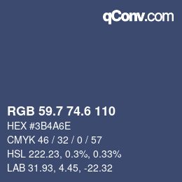 カラーコード: RGB 59.7 74.6 110 | qconv.com