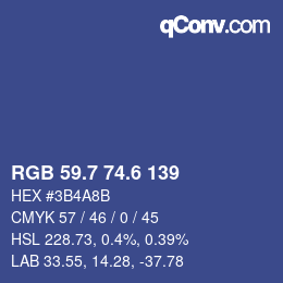 カラーコード: RGB 59.7 74.6 139 | qconv.com