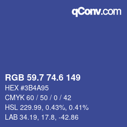 カラーコード: RGB 59.7 74.6 149 | qconv.com